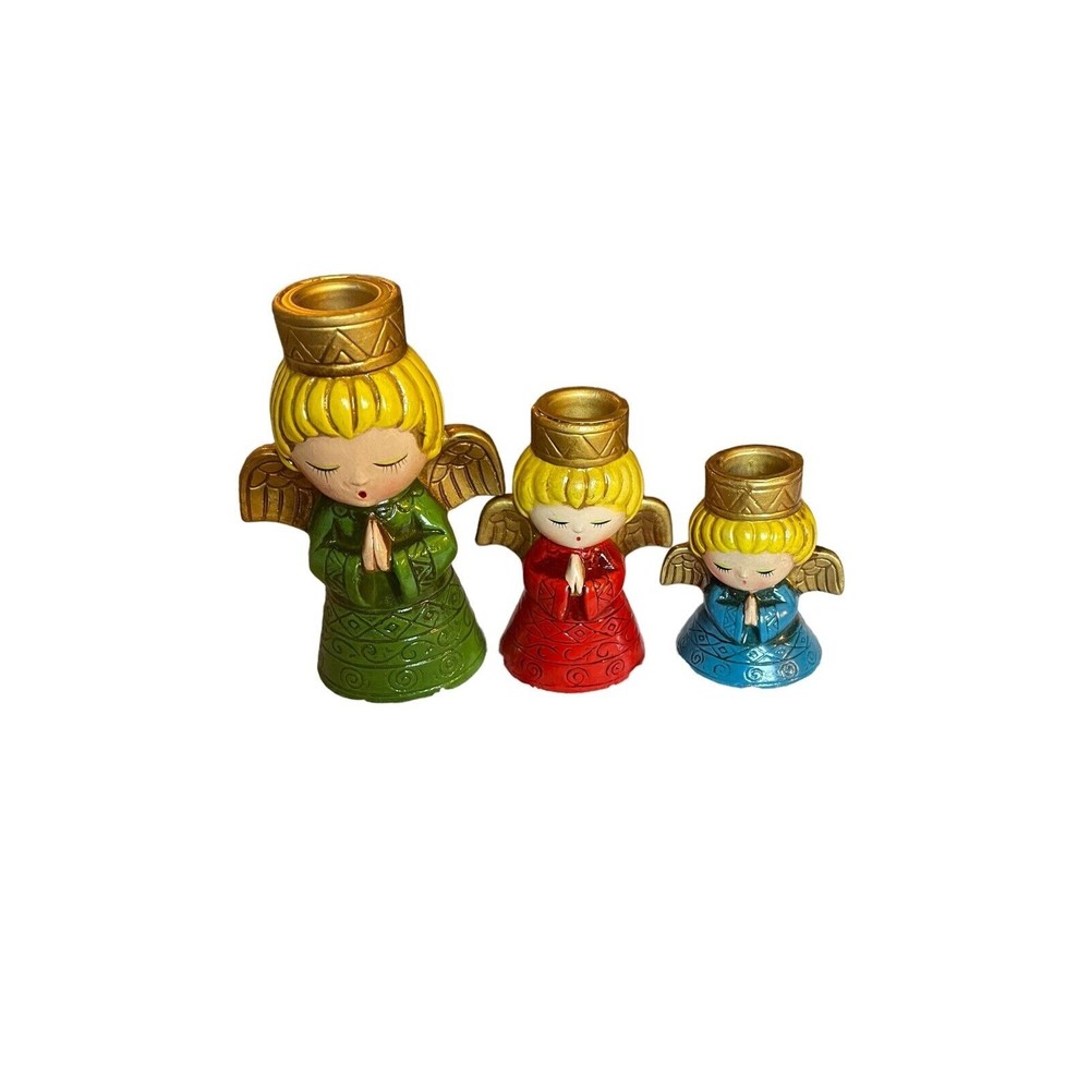Wolin Japan Praying Angel candleholders set of 3 Vintage